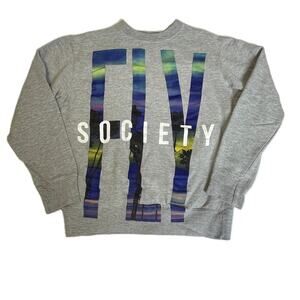Vintage Fly Society Mens Hip Hop Urban Sweatshirt, Gray - Small